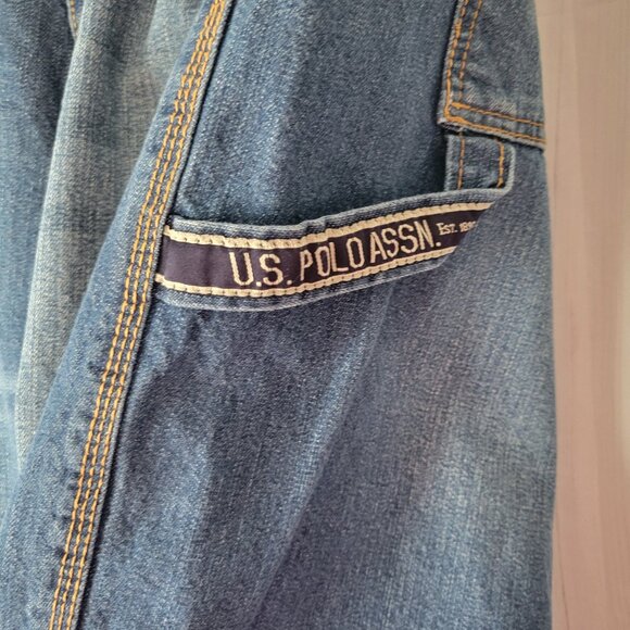 Vintage US Polo Assn Men’s Sz 36 Jean Shorts, Y2K Denim Baggy Carpenter Shorts - Picture 3 of 13